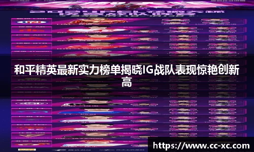 和平精英最新实力榜单揭晓IG战队表现惊艳创新高