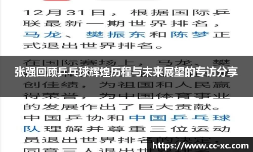 张强回顾乒乓球辉煌历程与未来展望的专访分享