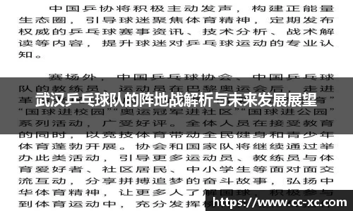 武汉乒乓球队的阵地战解析与未来发展展望